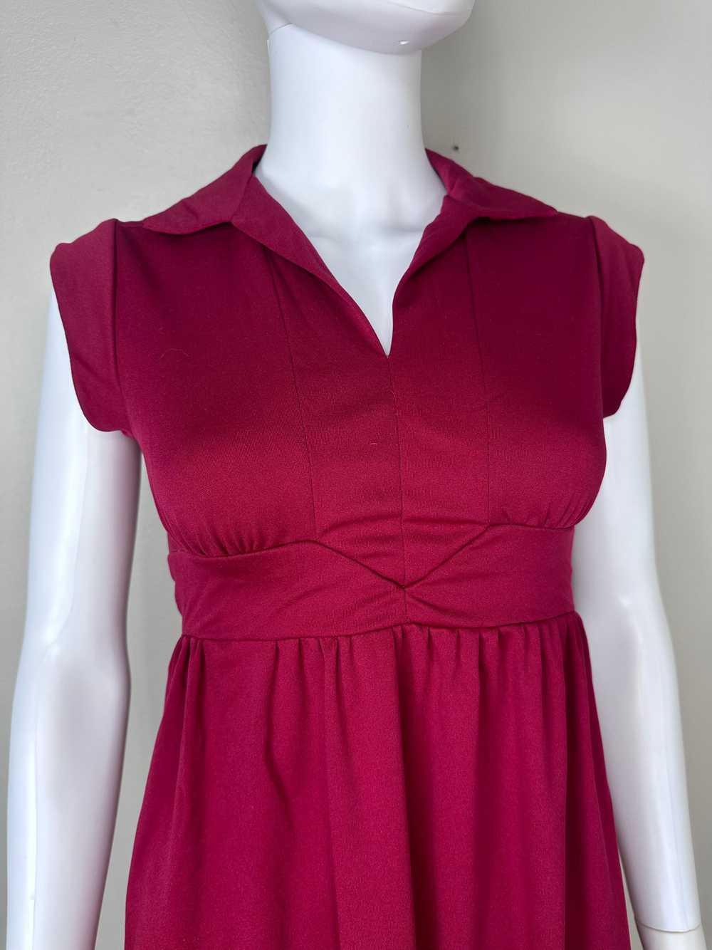 1970s Burgundy Sleeveless Dress, Handmade Size Sm… - image 2