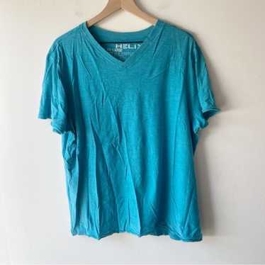 helix turquoise v-neck raw hem t-shirt - image 1