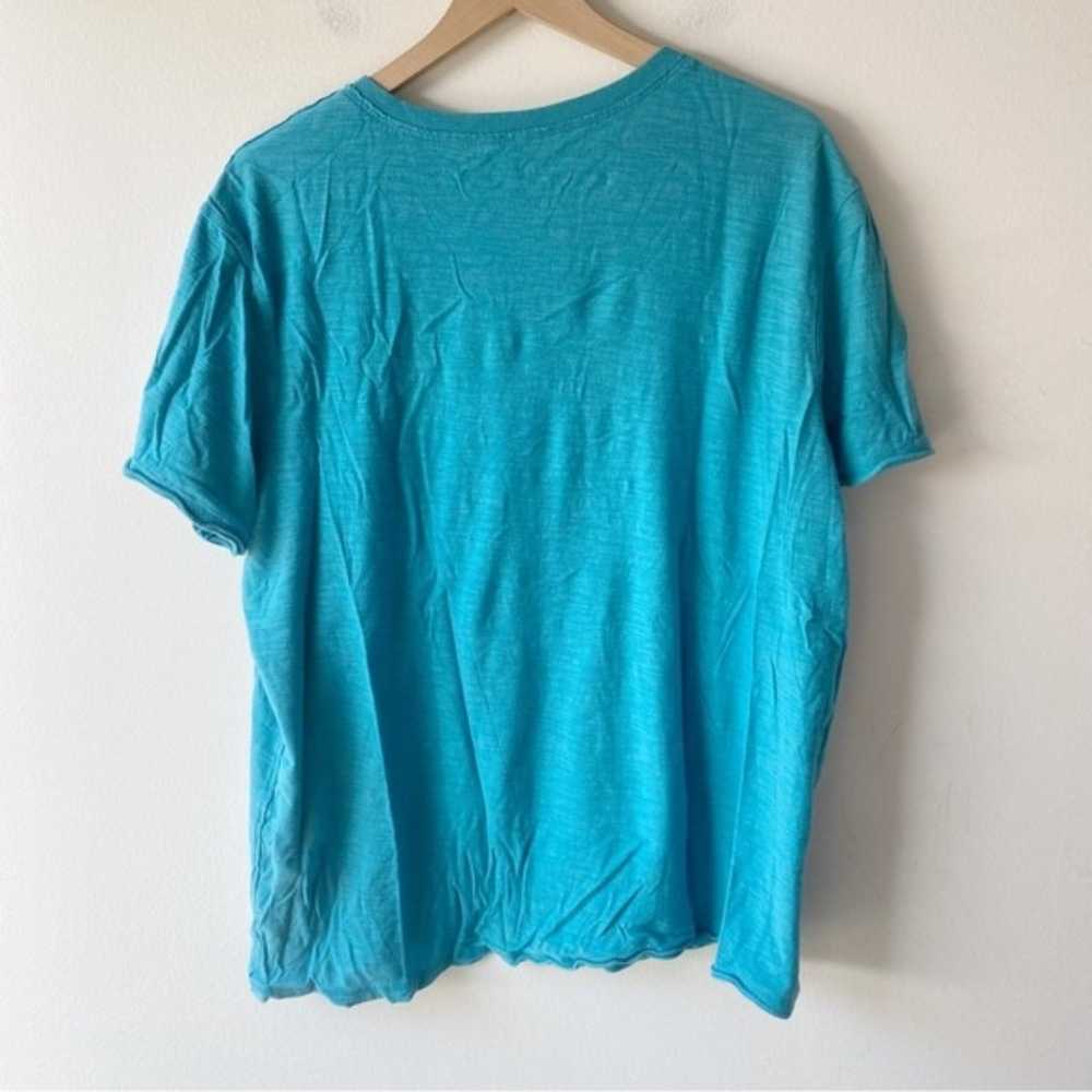 helix turquoise v-neck raw hem t-shirt - image 2