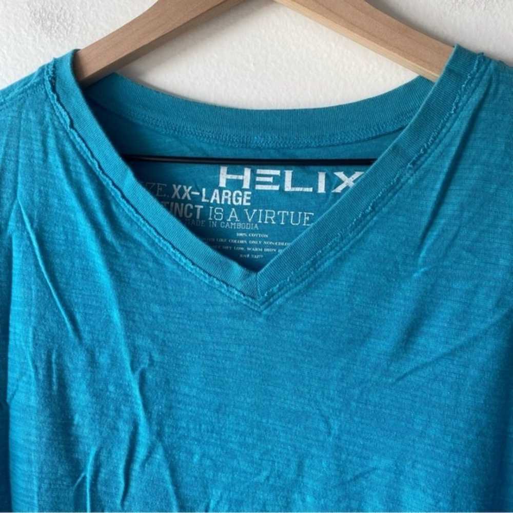 helix turquoise v-neck raw hem t-shirt - image 3