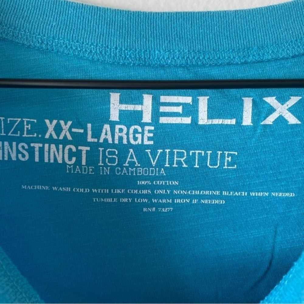 helix turquoise v-neck raw hem t-shirt - image 5