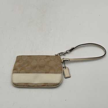Coach Womens Tan Signature Print Bag Charm Zipper… - image 1