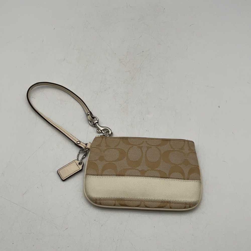 Coach Womens Tan Signature Print Bag Charm Zipper… - image 2