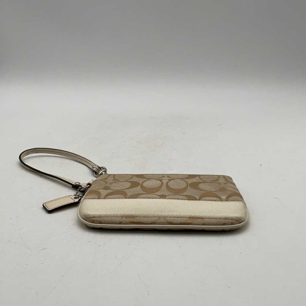 Coach Womens Tan Signature Print Bag Charm Zipper… - image 3