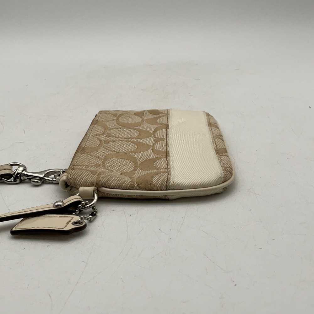Coach Womens Tan Signature Print Bag Charm Zipper… - image 4