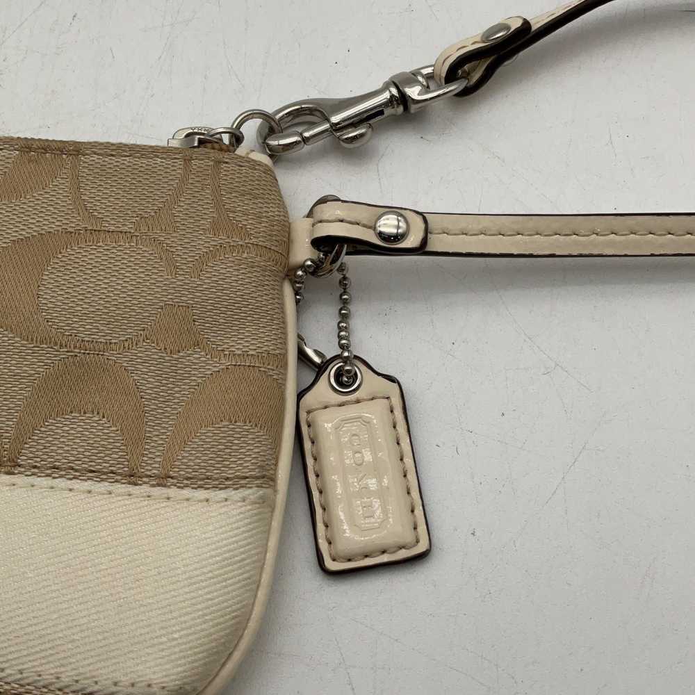 Coach Womens Tan Signature Print Bag Charm Zipper… - image 5