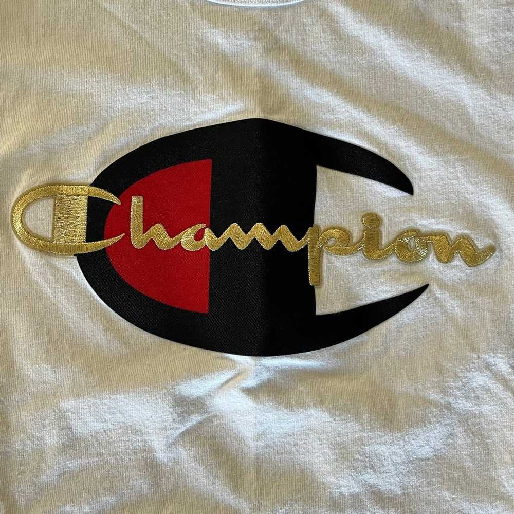 Vintage Champion White T-Shirt Men Large Gold Emb… - image 2
