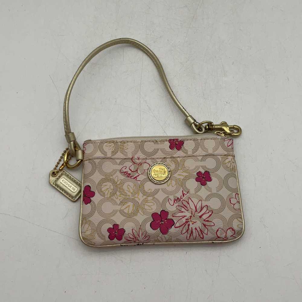Coach Womens White Pink Leather Floral Op Art Cha… - image 1