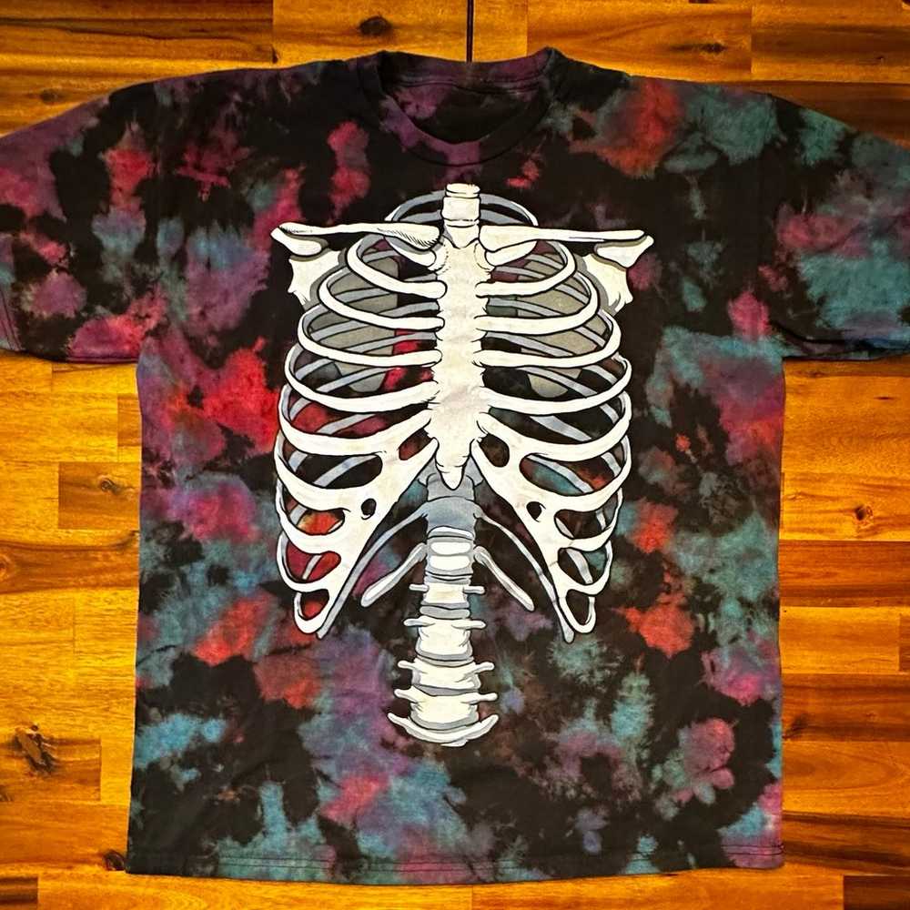 Skeleton Rib Cage Rainbow Tie Dye TShirt Large - image 1