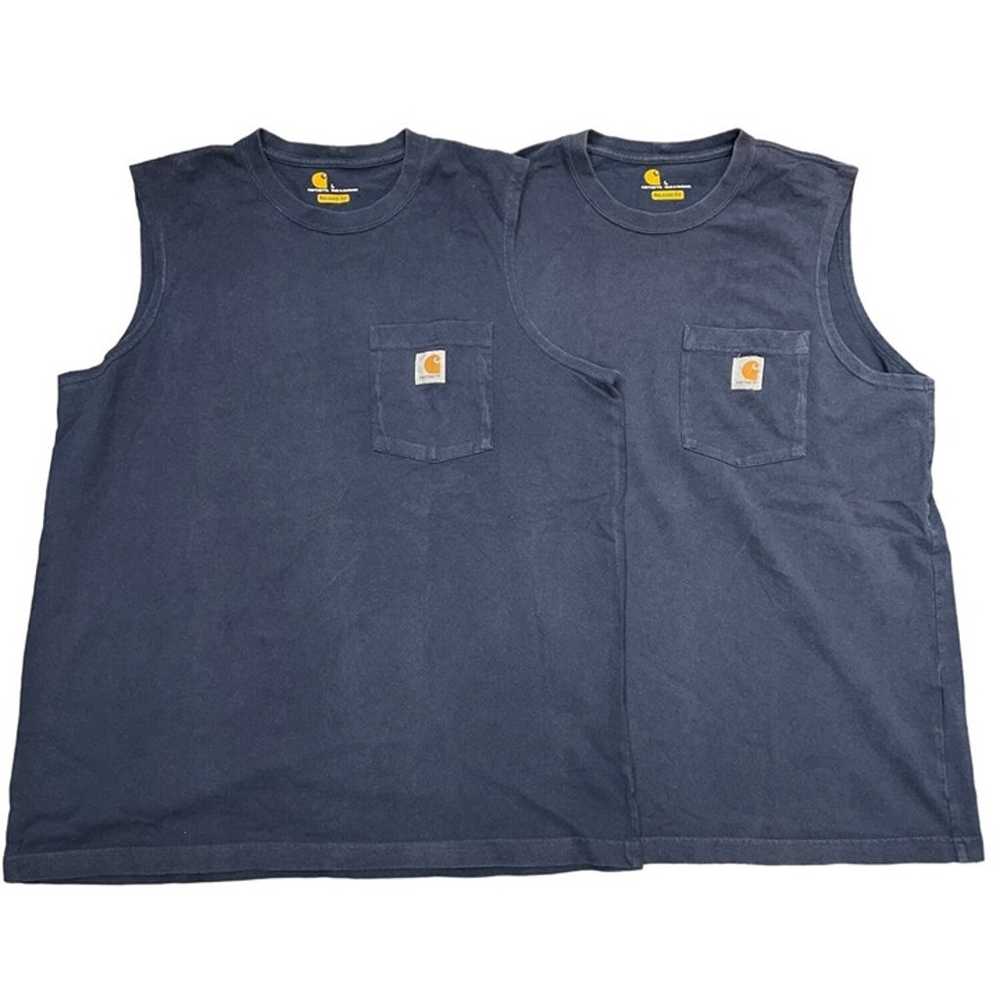 Carhartt Men's Sleeveless Blue T-Shirts, Lot of 2… - image 1