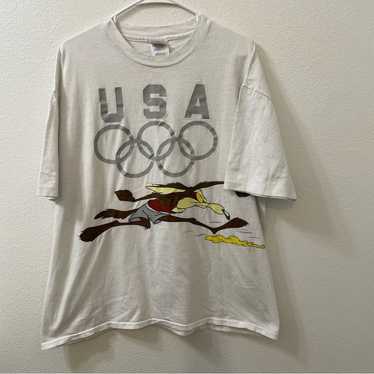 Wile e coyote Olympics USA Shirt white vintage XL