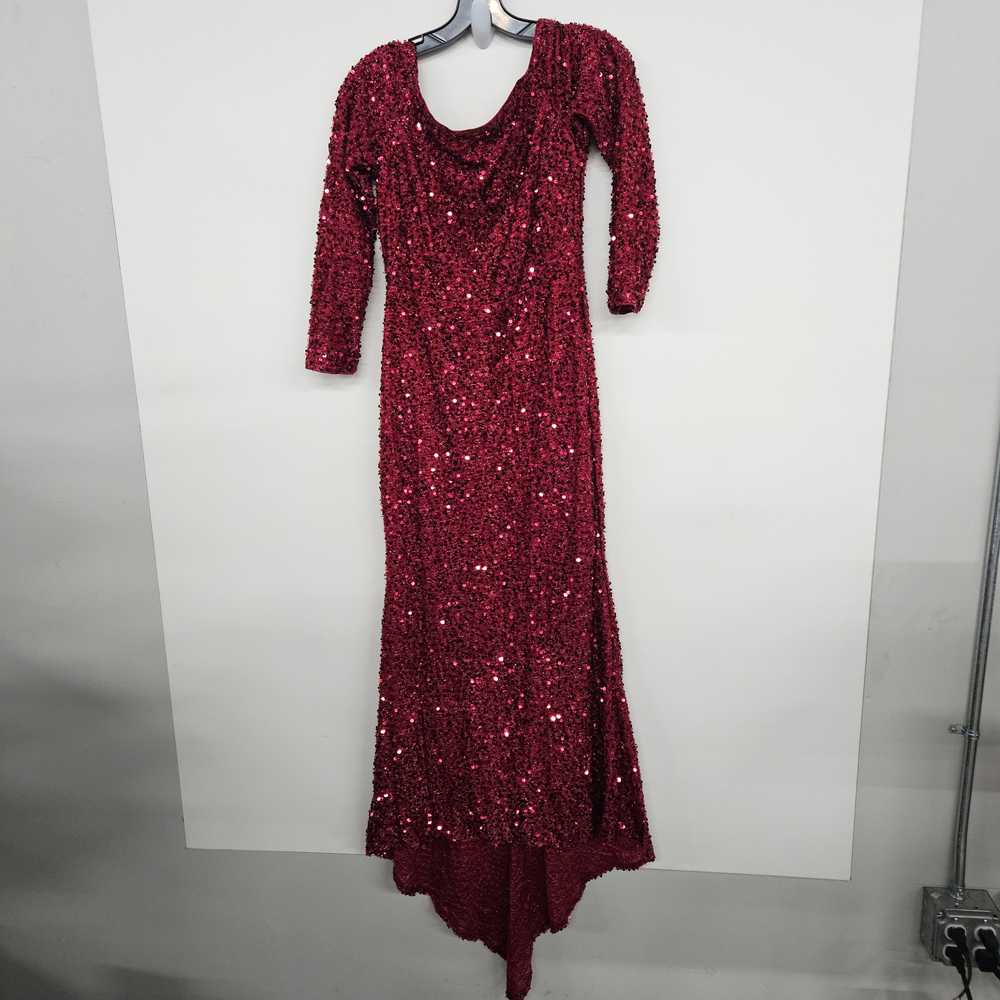 Red Sequin 3/4th Sleeve High Low Dress - image 1