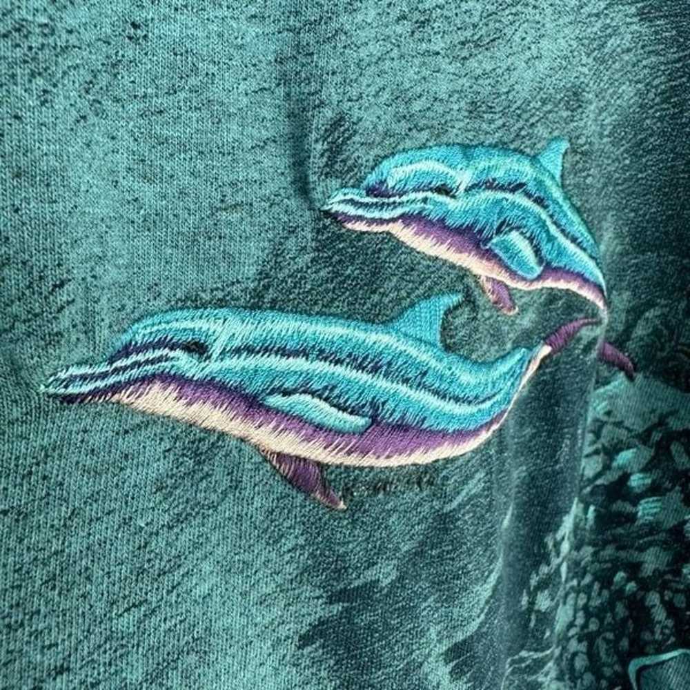 Habitat Dolphins Embroidered Shirt All Over Graph… - image 3
