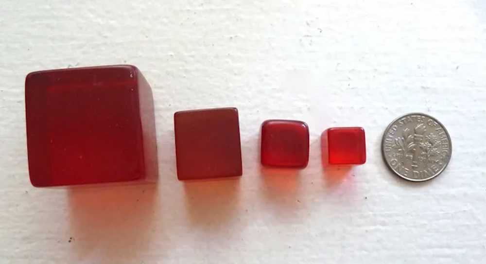 4 Different Prystal Red Bakelite Dice Cubes Undot… - image 2