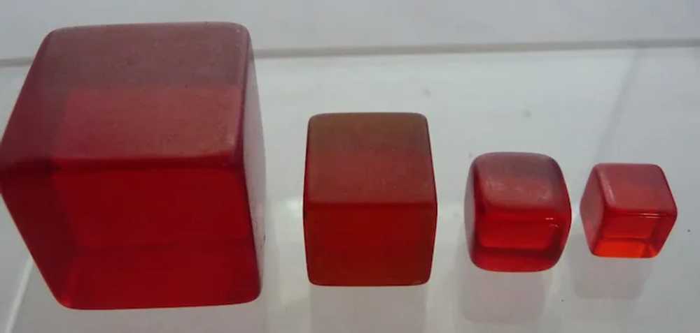 4 Different Prystal Red Bakelite Dice Cubes Undot… - image 3