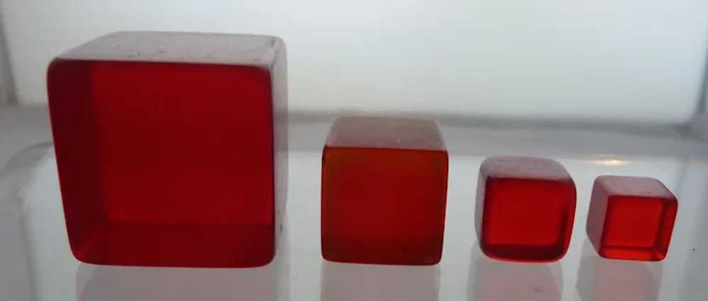 4 Different Prystal Red Bakelite Dice Cubes Undot… - image 4