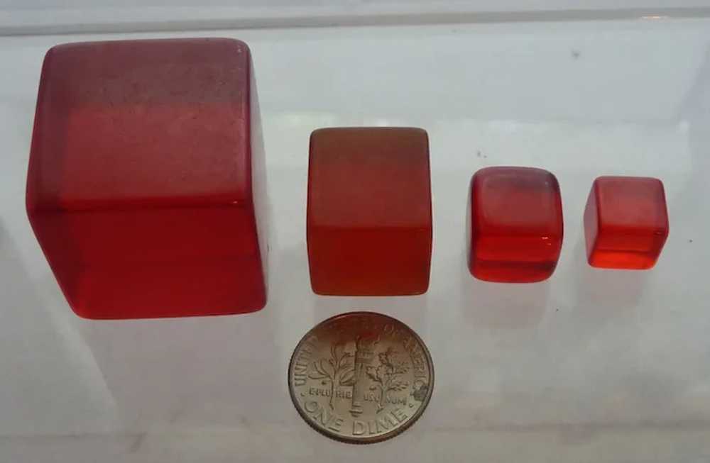 4 Different Prystal Red Bakelite Dice Cubes Undot… - image 6