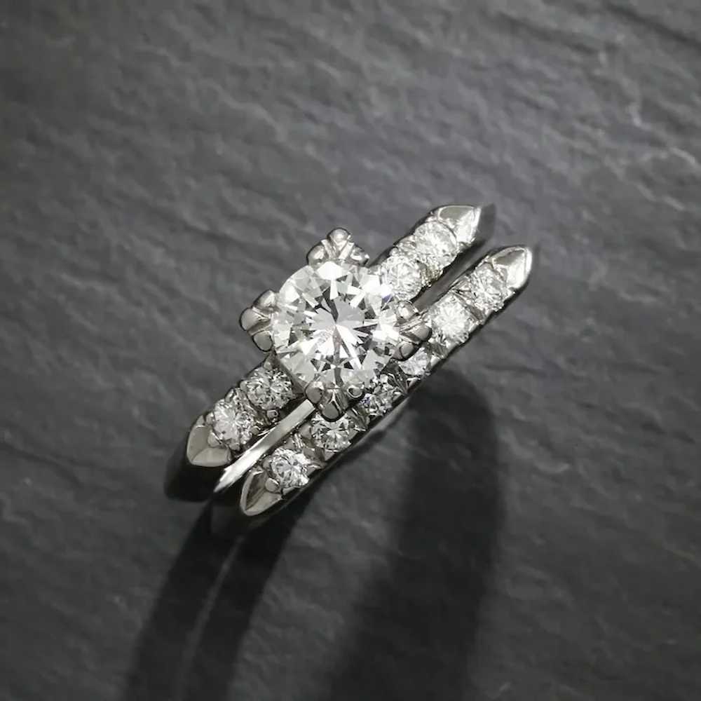 Round Diamond Vintage Wedding Ring Bridal Set Pla… - image 2