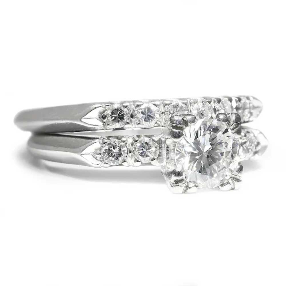 Round Diamond Vintage Wedding Ring Bridal Set Pla… - image 4
