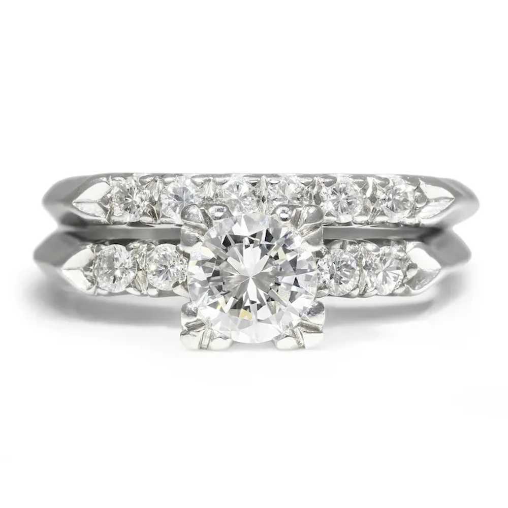 Round Diamond Vintage Wedding Ring Bridal Set Pla… - image 5