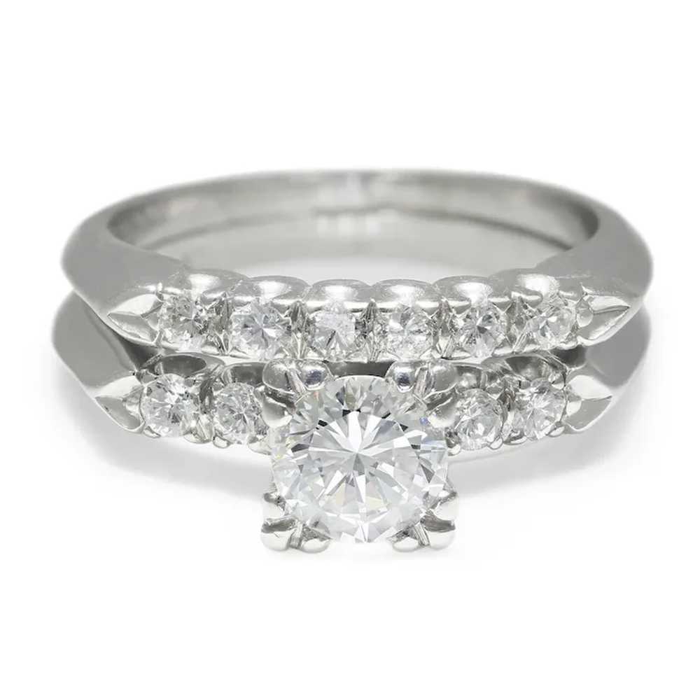 Round Diamond Vintage Wedding Ring Bridal Set Pla… - image 6