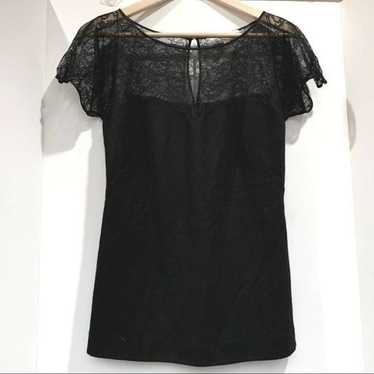 REBECCA TAYLOR 100% Wool Black Lace Top Medium