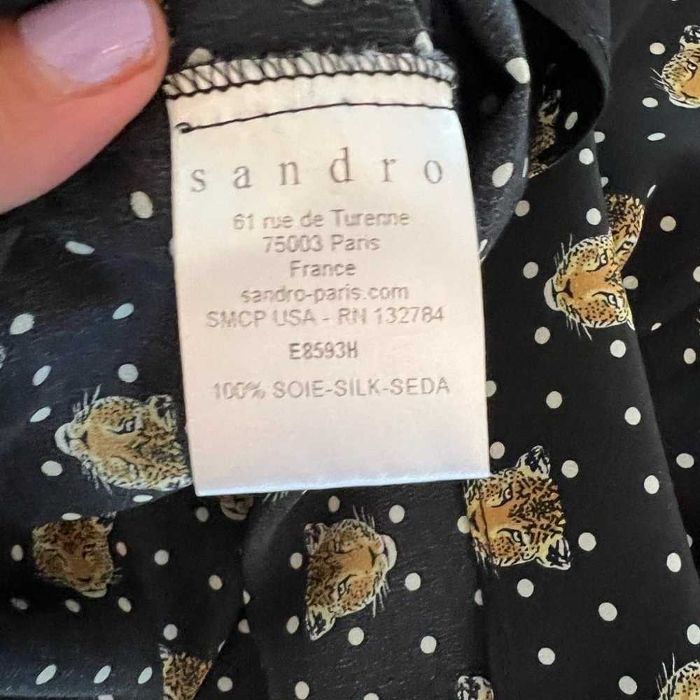 SANDRO BLACK Silk polka dot & lion head zipper co… - image 7