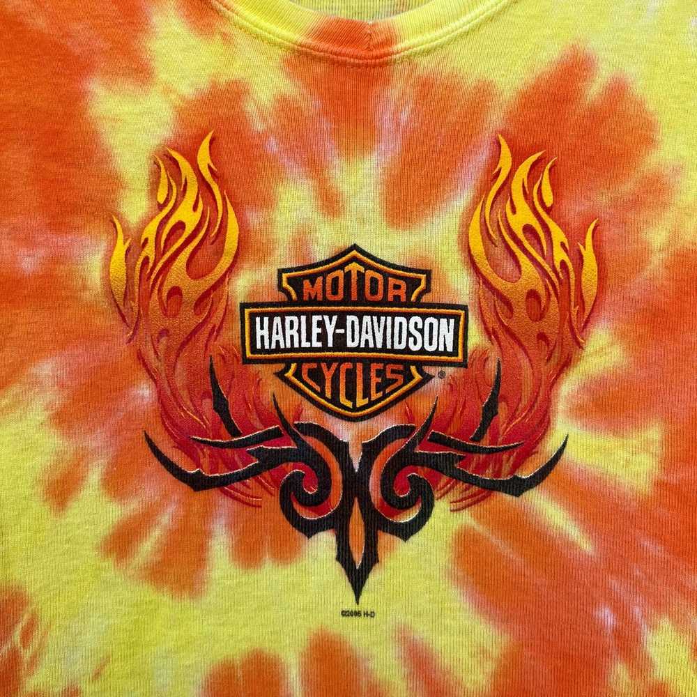 Vintage Y2K Harley Davidson Orange Yellow Flames … - image 3