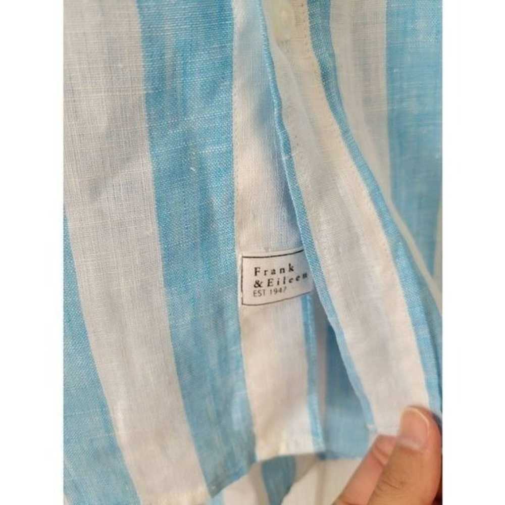 Frank & Eileen Woven Linen Blue Striped Shirt S N… - image 4