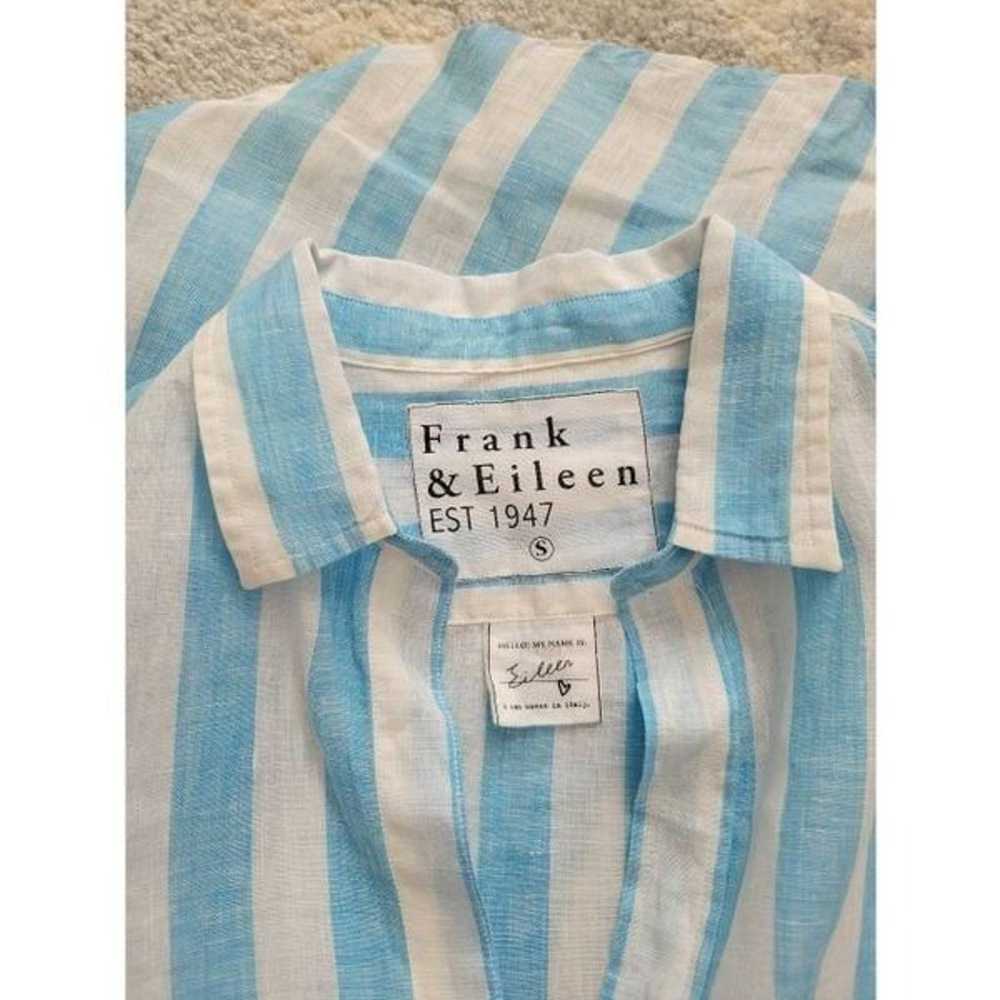 Frank & Eileen Woven Linen Blue Striped Shirt S N… - image 6