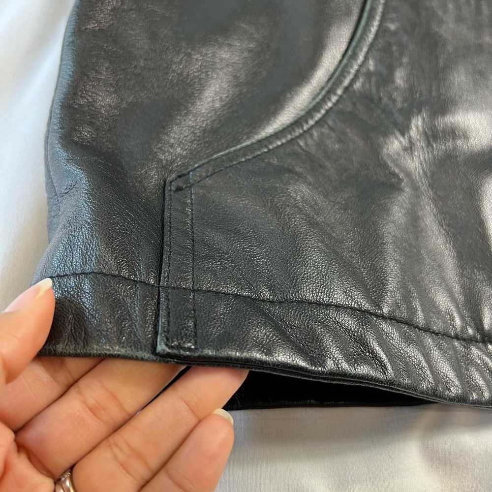 GAP Leather Hooded Small Vintage Y2k Moto Jacket … - image 11