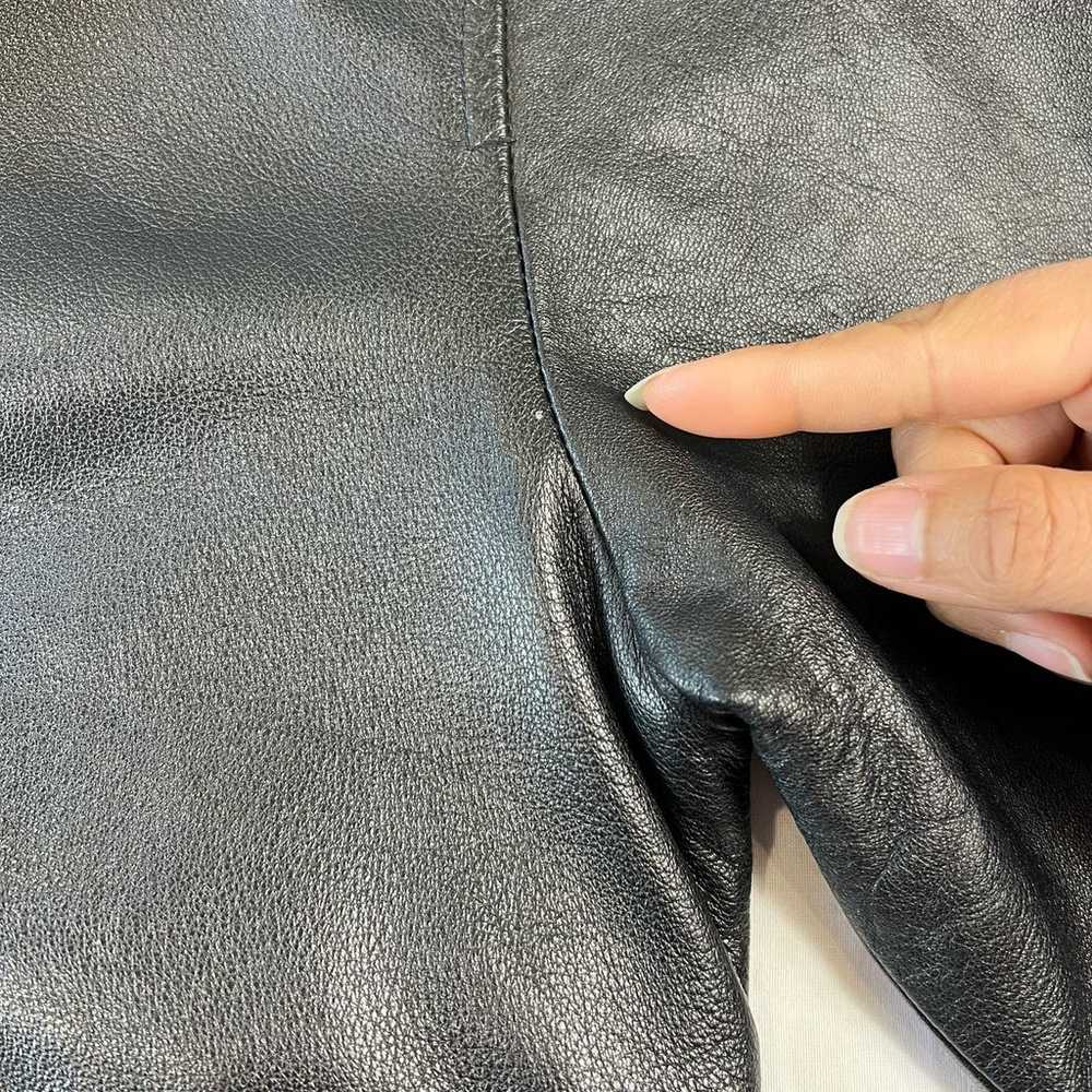 GAP Leather Hooded Small Vintage Y2k Moto Jacket … - image 2
