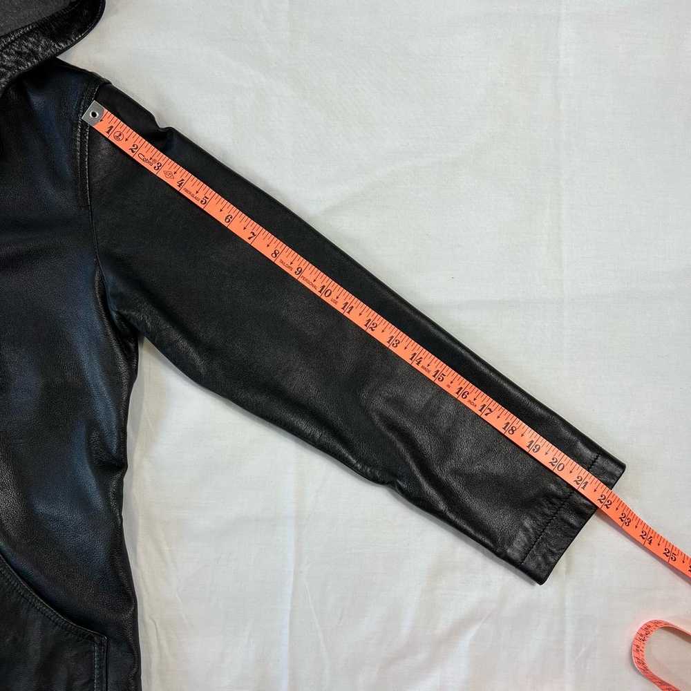 GAP Leather Hooded Small Vintage Y2k Moto Jacket … - image 4