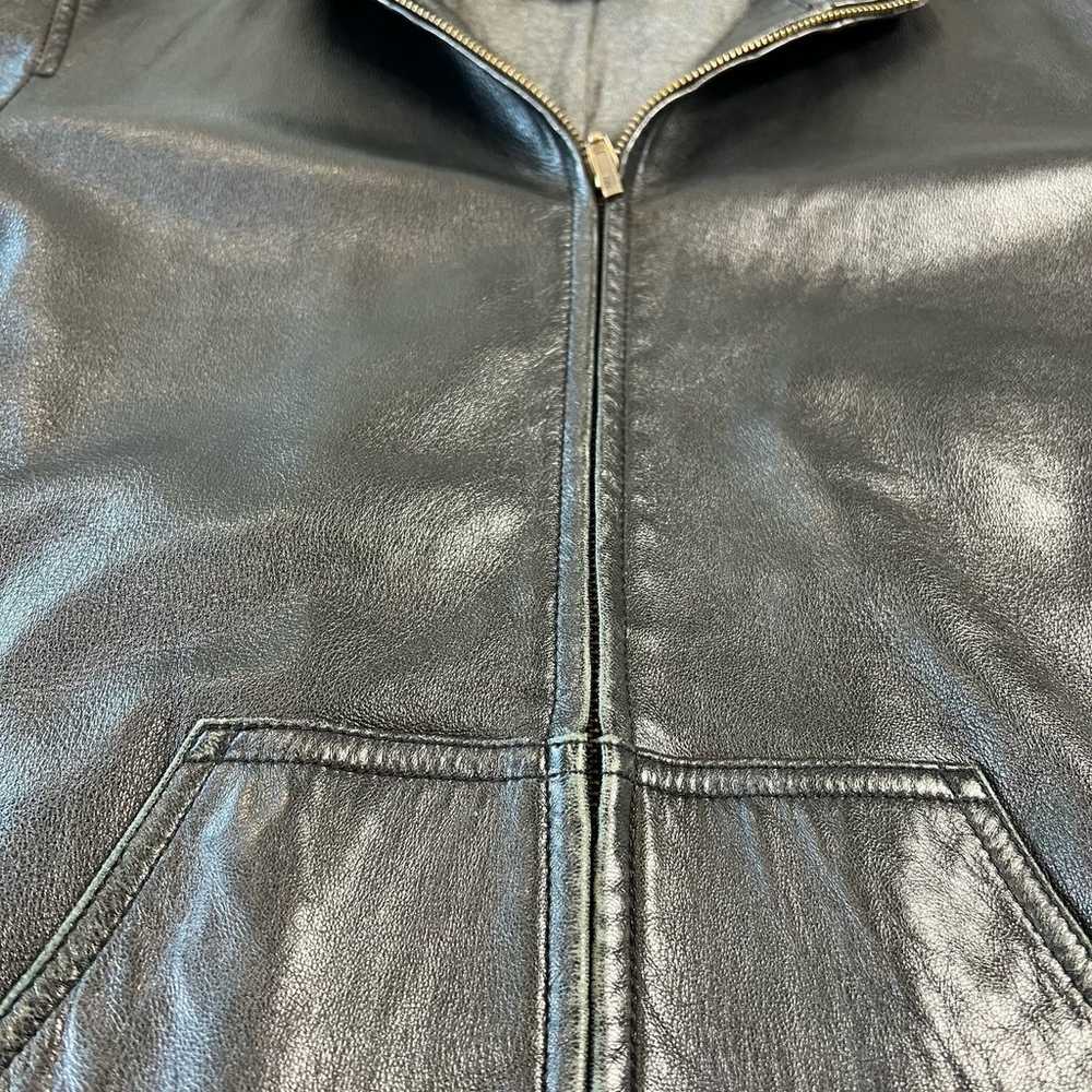 GAP Leather Hooded Small Vintage Y2k Moto Jacket … - image 5