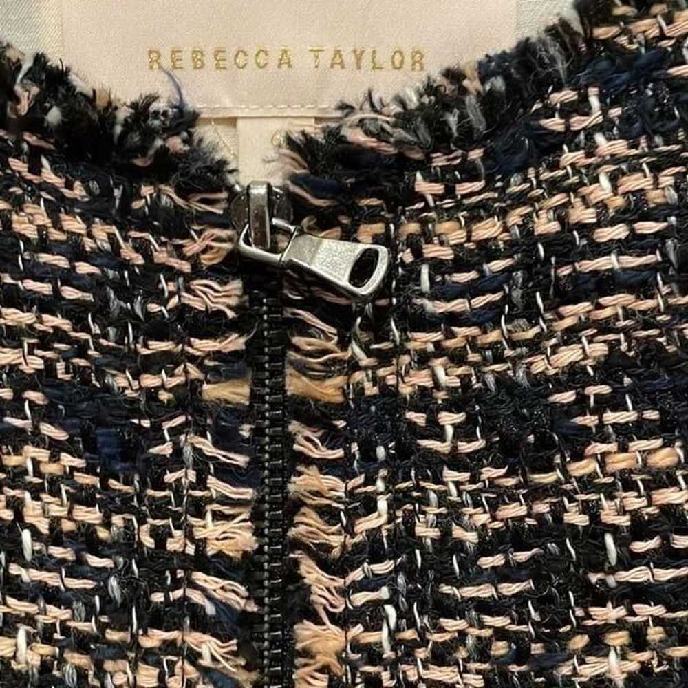 Rebecca Taylor pink black boucle zip front blazer… - image 6