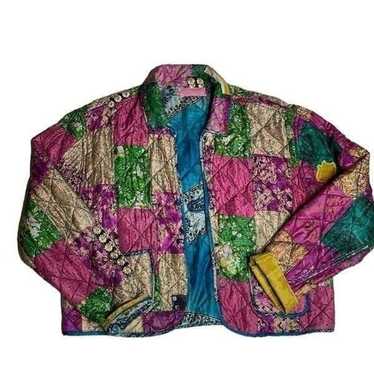 90s Vintage Operculum Silk Patchwork Quilt jacket 