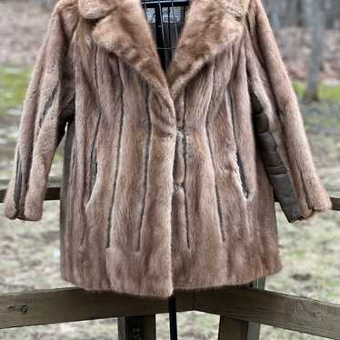 Vintage Mink Fur with Leather Stripes Coat, Ladie… - image 1