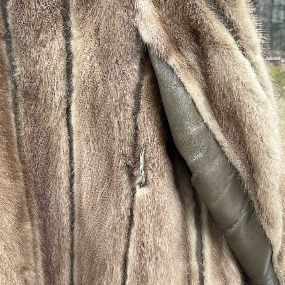 Vintage Mink Fur with Leather Stripes Coat, Ladie… - image 5