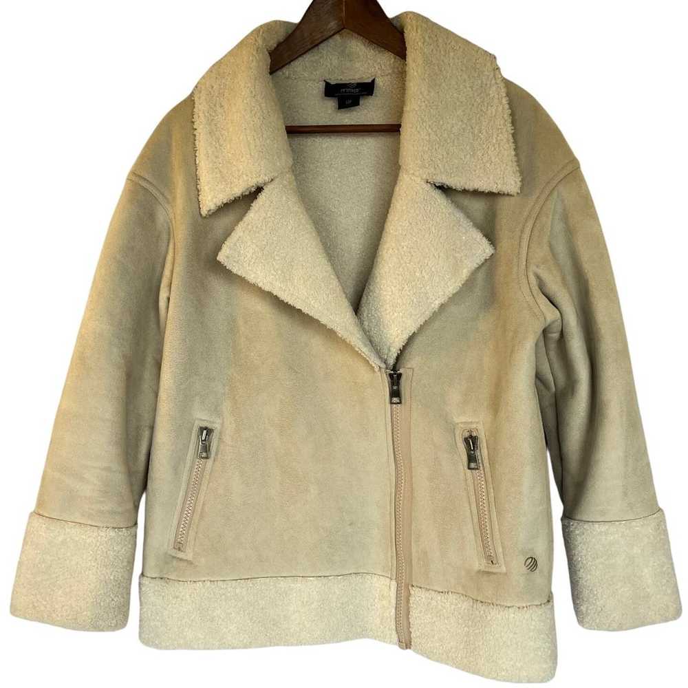MPG Sherpa Faux Suede Heavyweight Jacket Cream Si… - image 12
