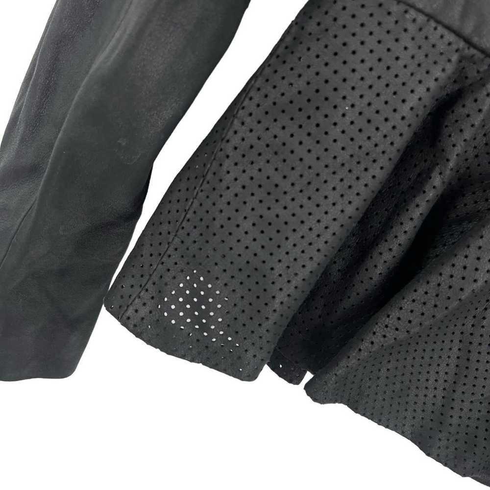 Aqua Black Leather Jacket Peplum Waist Size Medium - image 3