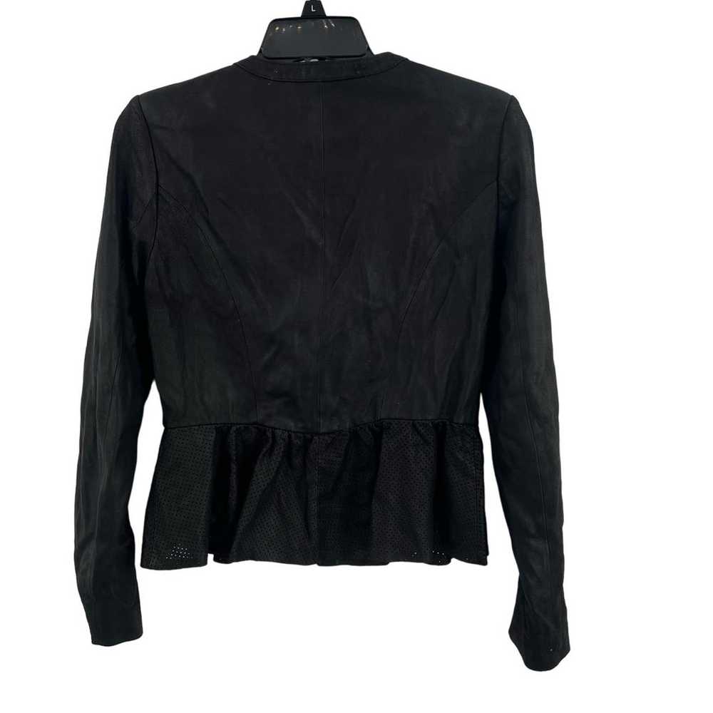 Aqua Black Leather Jacket Peplum Waist Size Medium - image 5