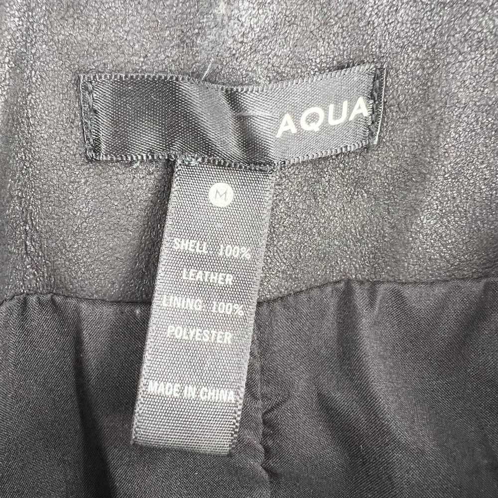Aqua Black Leather Jacket Peplum Waist Size Medium - image 6