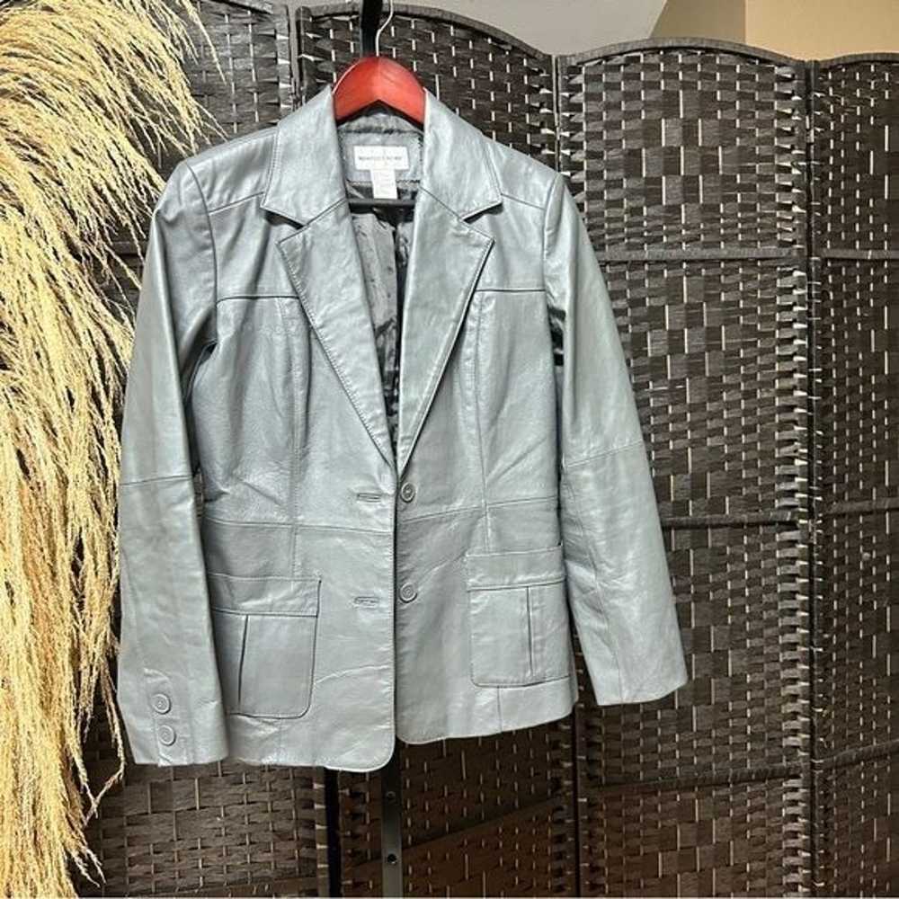 Newport News Vintage Gray Leather Jacket size 8 M… - image 10