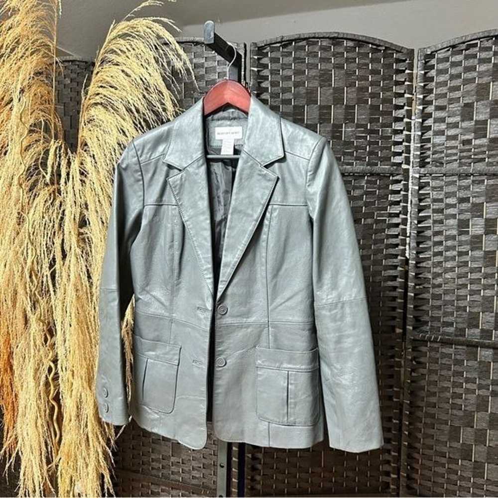 Newport News Vintage Gray Leather Jacket size 8 M… - image 12