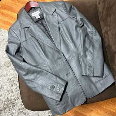 Newport News Vintage Gray Leather Jacket size 8 M… - image 1