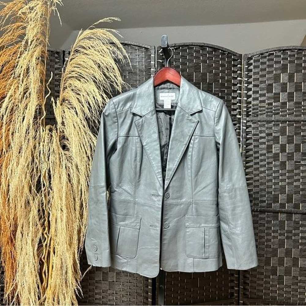 Newport News Vintage Gray Leather Jacket size 8 M… - image 2