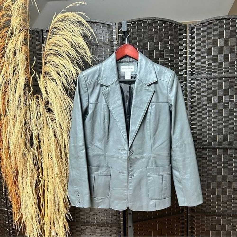 Newport News Vintage Gray Leather Jacket size 8 M… - image 3