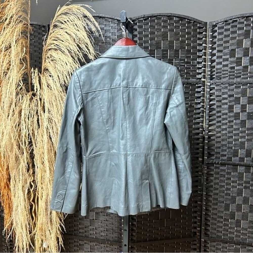 Newport News Vintage Gray Leather Jacket size 8 M… - image 4