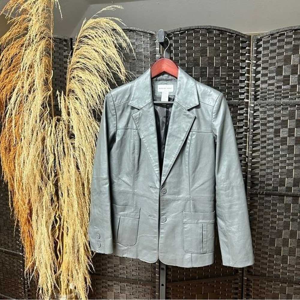 Newport News Vintage Gray Leather Jacket size 8 M… - image 5
