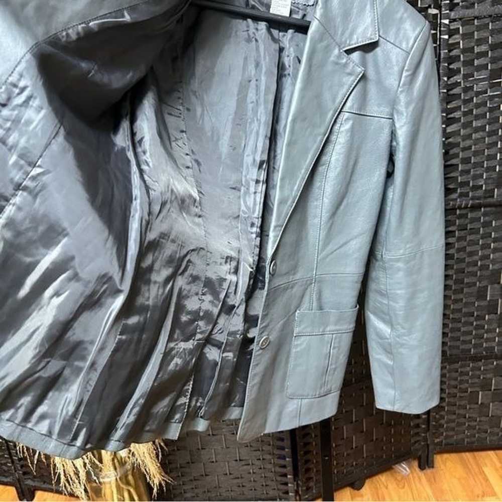 Newport News Vintage Gray Leather Jacket size 8 M… - image 7